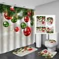 4PCS Christmas Shower Curtain Set, Black White Red Plaid Gnome Snowman