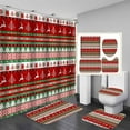 thumbnail image 1 of 4PCS Christmas Shower Curtain Set, Snowflake Green Pine Tree Winter Holiday New Year Bathroom Decor, Waterproof Fabric Shower Curtain, Non-Slip Bath Mat Bathroom Rugs, Xmas Gifts, 1 of 7