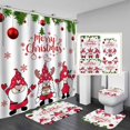 thumbnail image 1 of 4PCS Christmas Shower Curtain Set, Waterproof Fabric Green Shower Curtain, Non-Slip Bath Mat Bathroom Rugs, Cute Gingerbread Man Xmas Tree Snowflake Candy Cane New Year Holiday Bathroom Decor, 1 of 7