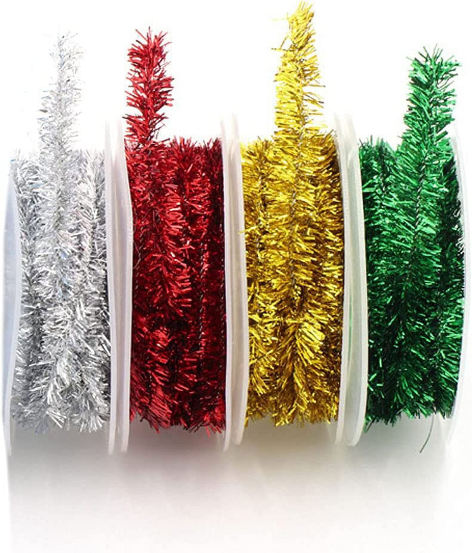 4PCS Christmas Tinsel Garland Thin Glitter Holiday Tinsel Garland for Christmas Tree Birthday