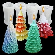 4PCS Christmas Tree Candle Silicone Mold, 3D Wax Candle Tree Shaped for DIY Ornament Mould Art Craf Cake Chocolate Home Decor