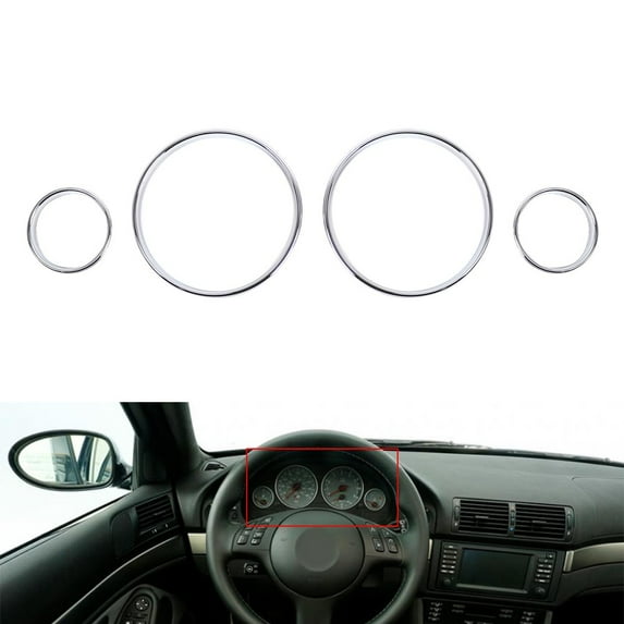 4PCS Chrome Dashboard Gauge Ring Bezel Set For BMW E38 E39 E53