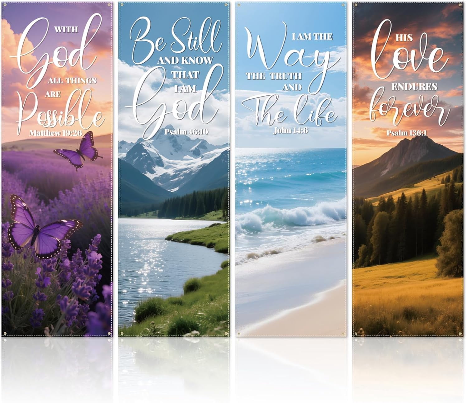4PCS Church Banners for Sanctuary Wall Mountain Beach Plain 72"x24 ...