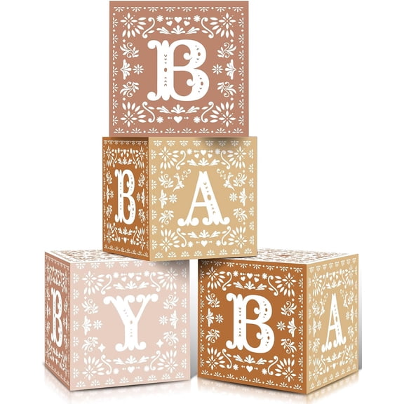 4PCS Cielito Lindo Party Decoration, Mexican Baby Boxes with Letters Paper Decorative Boxes for Baby Shower Gender Reveal Birthday Fiesta Party Decorations (10 * 10 * 10 Inches)