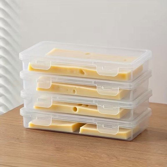 4PCS Clear Food Storage Containers with Hinged Lid for Butter Cheese Fruits Veggies
