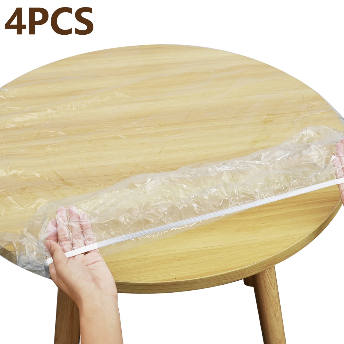 4PCS Clear Round Tablecloth Waterproof and OilProof Table Cover