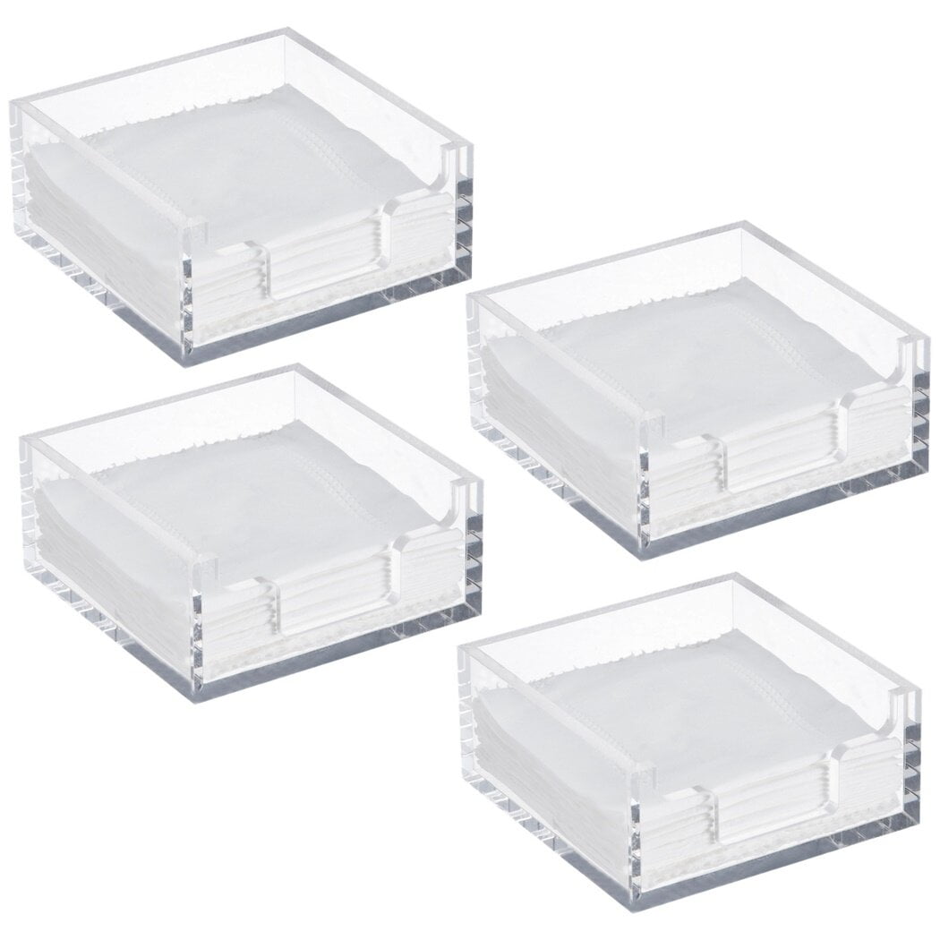 Clear Acrylic Napkin Holder – Square Vertical Stand For 5x5 & 8x8 Napkins, Modern Table Decor, Non-Slip, For Kitchen, Dining, Bar, Farmhouse