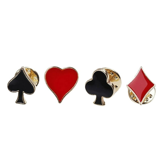 4 Pieces Elegant Card Lapel Pins Set Stylish Accessories Suit Dress Decoration Brooch Badge Gift for Men and Women