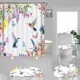 thumbnail image 1 of 4PCS Colorful Leaves Floral Shower Curtain Sets, Waterproof Fabric White Shower Curtain, Non-Slip Bath Mat Bathroom Rugs Watercolor Flower Plant Botanical Bird Nature Boho Floral Bathroom Decor, 1 of 7