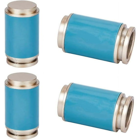 4PCS Column Curtain Rod Covers Ends Cadet Blue Plastic Curtain Finials Ends Caps Pole Finials 1.1Inch Inner Diameter Curtain Heads for Home Office Curtain Roman Rod Decor(74x41.5mm)