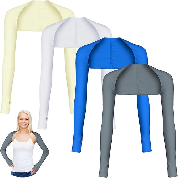 4PCS Cooling Shawl Arm Sleeves with Finger Hole Anti UV Arm Covers for Women Man