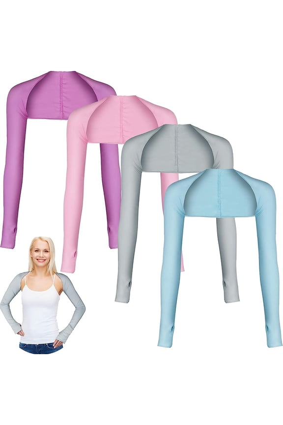 4PCS Cooling Shawl Arm Sleeves with Finger Hole Anti UV Arm Covers for Women Man