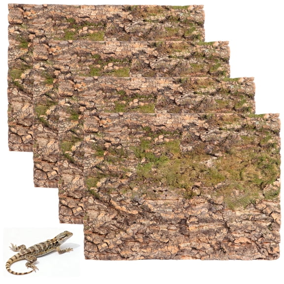 4PCS Cork Terrarium Background, 15.7" x 11.8" Reptile Cork Bark Mat, Natural Cork Large Bark Climbing Mat, Easy Cut Bark Backdrop Wall Decor for Aquarium, Vivarium, Reptile Habitat