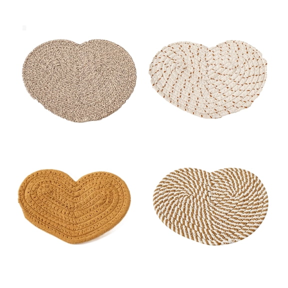 4PCS Cotton Coasters For Drinks, Handmade Woven Coaster, Woven Pads as Alternative to Disposable Mats