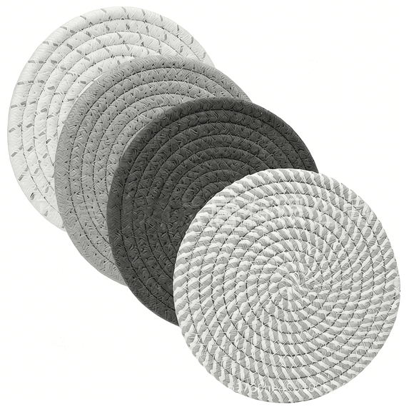 4PCS Cotton Woven Drink Coasters, Cotton Coasters For Drinks, Heat Resistant Mats for Kitchen, Dining and Office Use