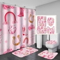 thumbnail image 1 of 4PCS Cowboy Shower Curtain Set, Cow Skull Cowboy Boots Country Rustic Farmhouse Southwestern Wild West Bathroom Decor, Waterproof Fabric Shower Curtain, Non-slip Bath Mat, Western Gifts, 1 of 7