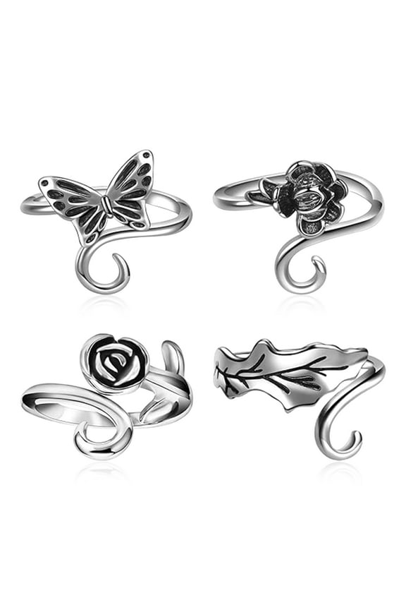 4PCS Crochet Ring for Finger Adjustable Crochet Tension Ring for Finger Metal Open Yarn Guide Crochet Rings Holders Accessories for Crochet Mother Grandma Gifts