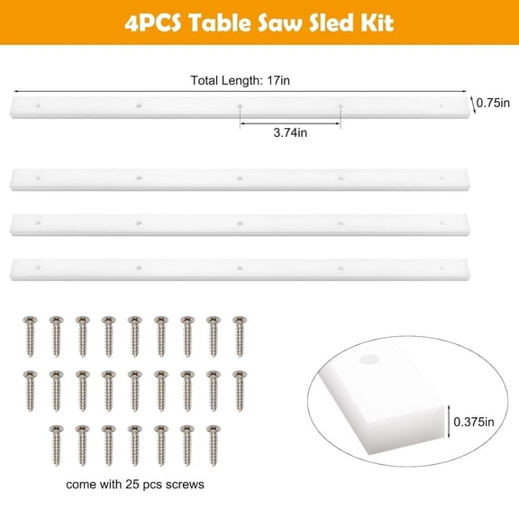 4PCS Crosscut Sled, Table Saw Sled Kit with Predrilled Holes and 25 Screws, 3/4