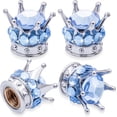 thumbnail image 1 of 4PCS Crown Bling Tire Stem Valve Caps, Crystal Diamond Tire Air Cap Set Universal Copper Core Stem Covers for Cars, SUV, Trucks, Bikes, Motorcycles, Bicycles (Silver & Blue), 1 of 7