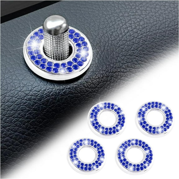 4PCS Crystal Door Lock Cover Stickers Decoration Ring,Bling Car Interior Accessories for Women,Rhinestones Pull Rod Bolt Decorations,Suitable for Most Cars, Trucks