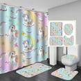 thumbnail image 1 of 4PCS Cute Colorful Unicorn Shower Curtain Sets with Rugs, Waterproof Fabric Rainbow Shower Curtain, Cartoon Butterfly Moon Star Love Cloud Kawaii Teen Girls Kids Bathroom Decor, Daughter Gifts, 1 of 7