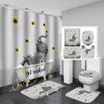 thumbnail image 1 of 4PCS Cute Elephant Shower Curtain Set, African Wild Animal Wildlife Safari Glam Modern Bathroom Decor, Waterproof Fabric Black Curtain, Non-slip Bath Mat Toilet Rug, Gold Glitter, 1 of 7