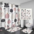 thumbnail image 1 of 4PCS Cute Ghost Halloween Shower Curtain Set, Waterproof Fabric Black Shower Curtain, Non-Slip Bath Mat Bathroom Rugs, Funny Cartoon Spooky Orange Pumpkin Teen Girls Boys Kids Bathroom Decor, 1 of 7