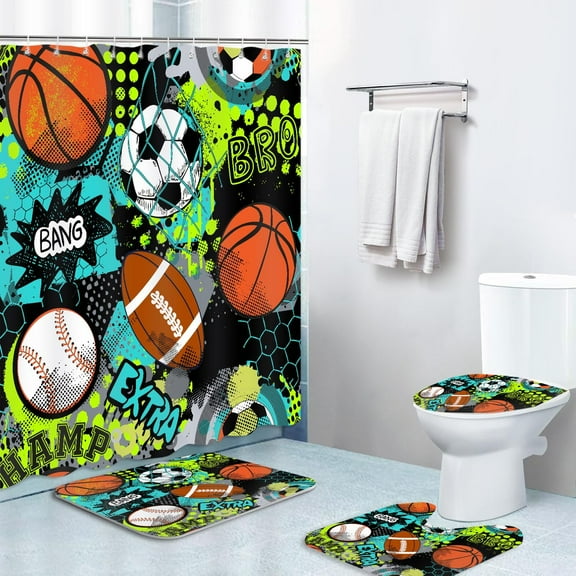 4PCS Cute Highland Cow Shower Curtain Sets, Farmhouse Rustic Cattle Sunflower Western Waterproof Bathroom Accessories with Non-Slip Rugs, Toilet Lid Cover Bath Mat and 12 Hooks, Home Decor 72" x 72"