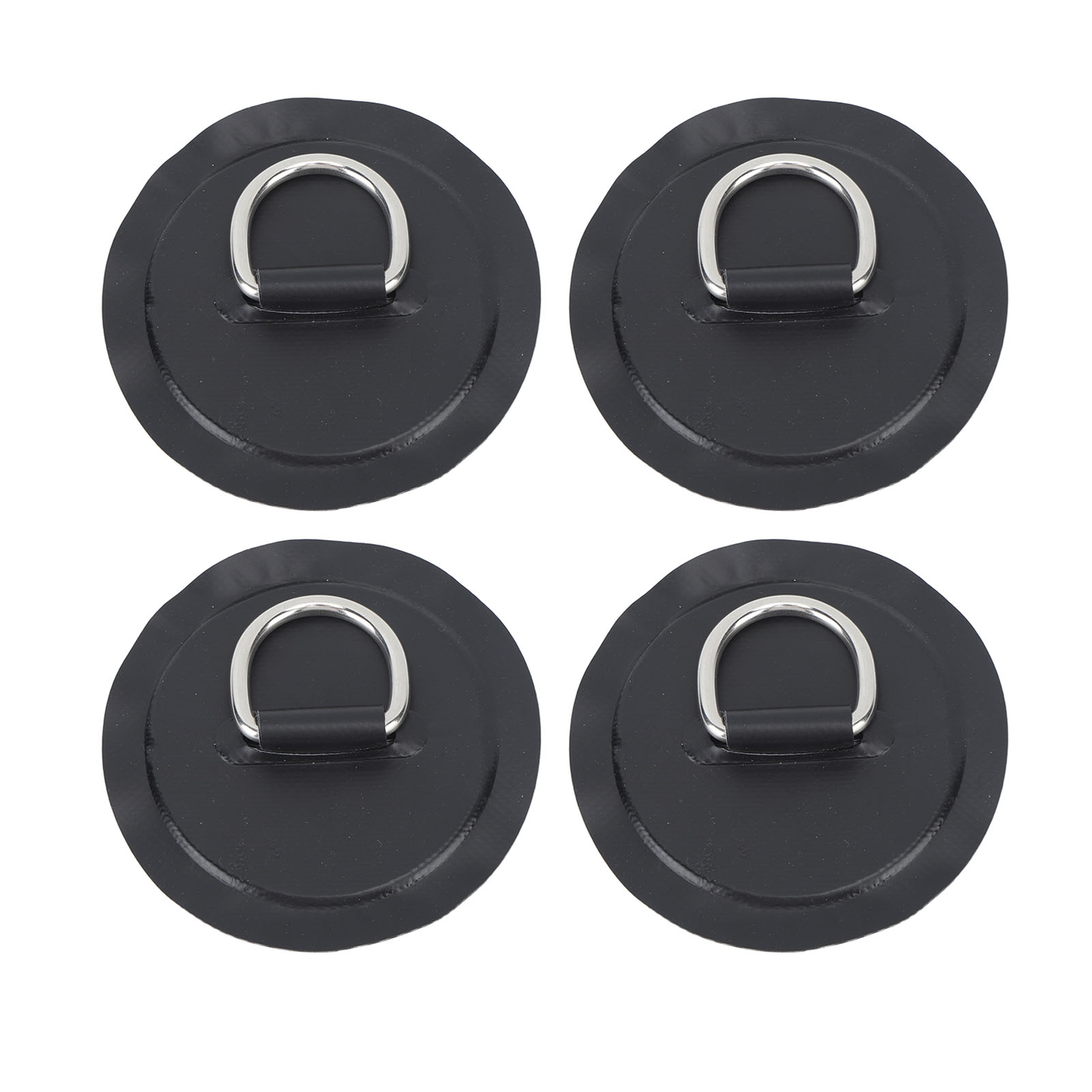 Lot De 2 Anneaux En D Fixes Pour Planche à Pagaie/Kayak - Patch Adhésif PVC Avec Cordon Élastique - Nylon Résistant - Diamètre 110 Mm - Couleur Gris