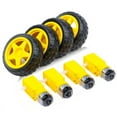 thumbnail image 1 of 4PCS DC Electric Motor + Plastic Motor Tire Wheel Dual Shaft Gear Motor Engine for Smart Car, 1 of 8