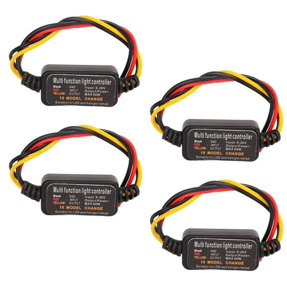 4PCS DC926V LED Brake Light Flasher Strobe Controller 16 Modes Adjustable for Car Motorcycle