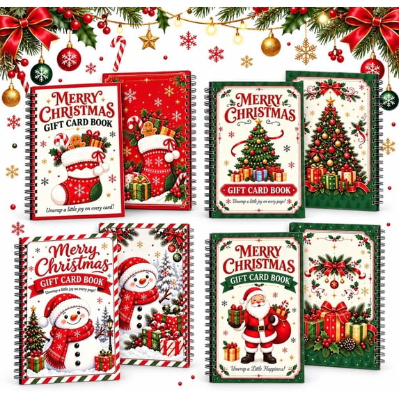 4PCS DIY Spiral Bound Christmas Gift Card Book, 2026 New 5x7In Holiday ...