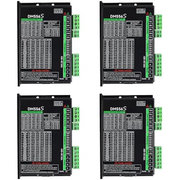 4PCS DM556S Stepper Motor Driver MAX 6A CNC Digital Stepper Motor Controller 200-51200 -Step Resolution, 20-50VDC, Drive 4,6,8-Wire 2-Phase Stepper Motor for CNC Router Machine