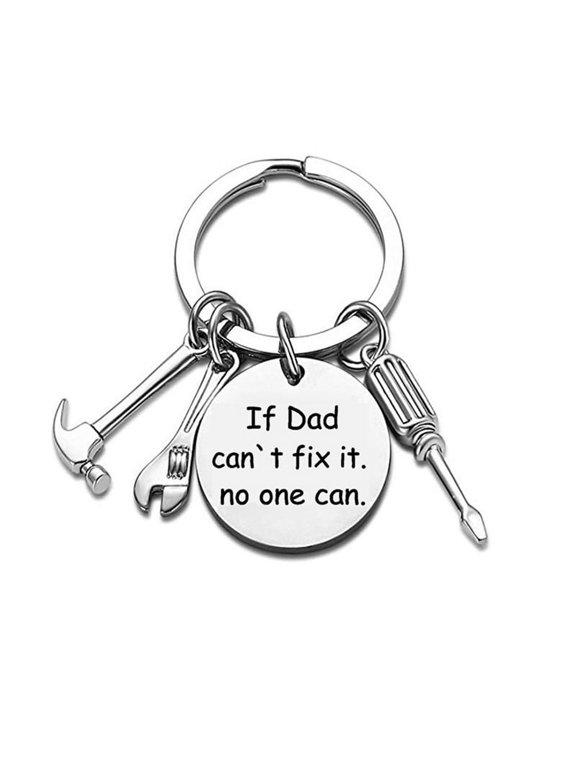 4PCS Dad Trendy Keyring Metal Hand Tools, Hammer Screwdriver Daddy Keyring Men Fathers' Day Gift