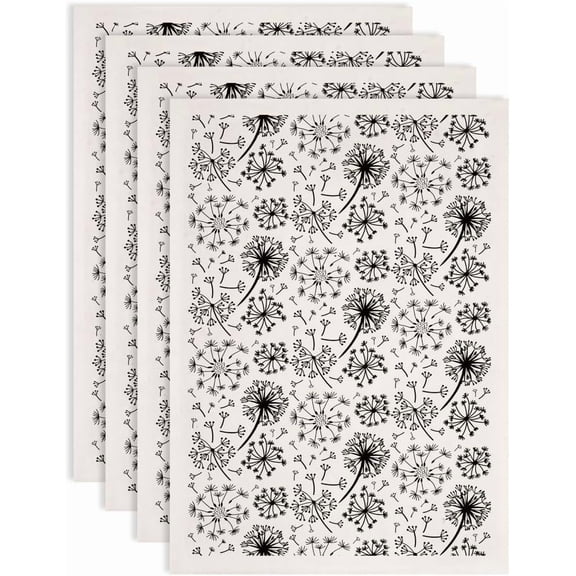 4PCS Dandelion Underglaze Transfers for Pottery Flower Transfer Stickers Ceramic Decals Black Waterslide Underglaze Transfers Paper for Porcelain Overglaze Enamel Clay Decal 20.5x14.6in Black