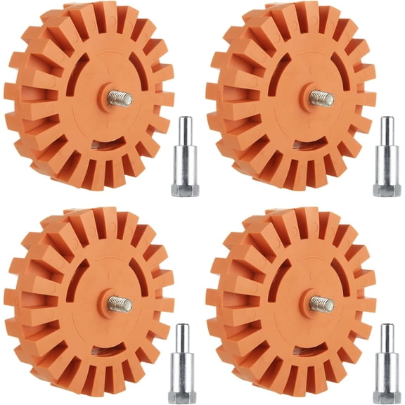 4PCS Decal Remover Eraser Wheel Tool Kit, 4inch 20mm Rubber Power Drill Attachment Car Adhesive, Pinstripe, Sticker, Vinyl Removal Tool Set with Drill Adapter for Cars, RV, Boats