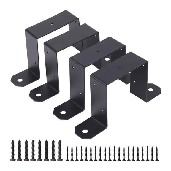 4PCS Deck Fence Post U Bracket Fence Post Brackets Heavy Duty Deck Column Fixing Bracket Fencing Clips Support Metal Straps