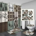 thumbnail image 1 of 4PCS Deer Shower Curtain Set, Elk Moose Mallard Duck Woodland Animals Hunting Lodge Cabin Country Rustic Farmhouse Bathroom Decor, Waterproof Fabric Shower Curtain, Non-slip Bath Mat, 1 of 8