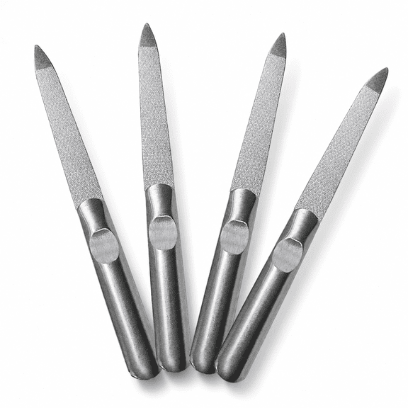 4PCS Diamond Nail File, Stainless Steel Trimming Tool for Salon & Home Use