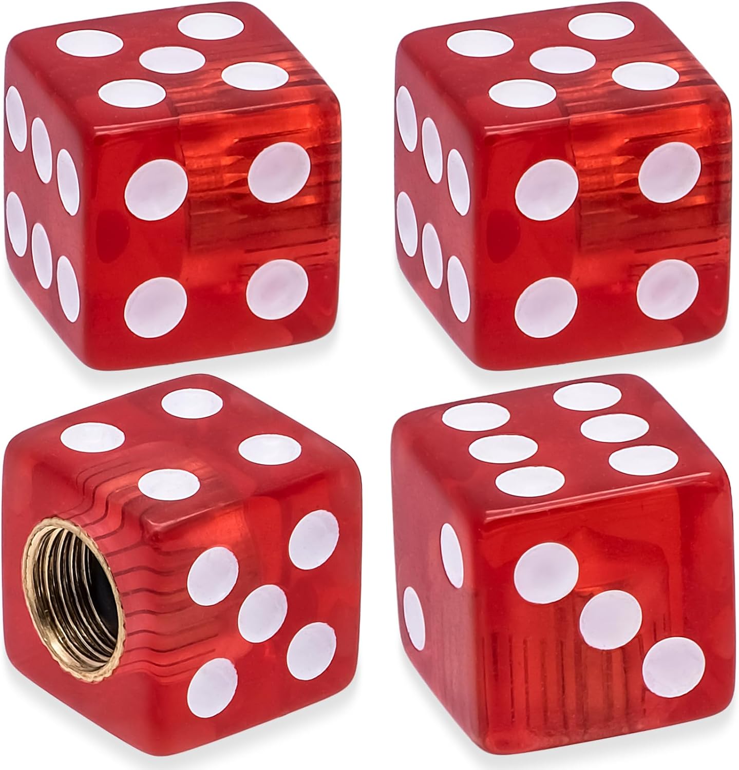 4PCS Dice Shape Tire Valve Stem Caps, Universal Copper Core Dustproof