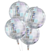 4PCS Disco Ball Foil Balloons, 22 Inch Disco Aluminum Foil Balloons, 70s 80s 90s Theme Party Decorations, Ideal for Disco Cowgirl Party, Birthday, Baby Shower