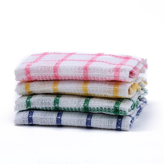 4PCS Dish Towels, Waffle Weave Cleaning Cloths, Soft Fabric Rags for Kitchen Tableware & Home Surface Wiping