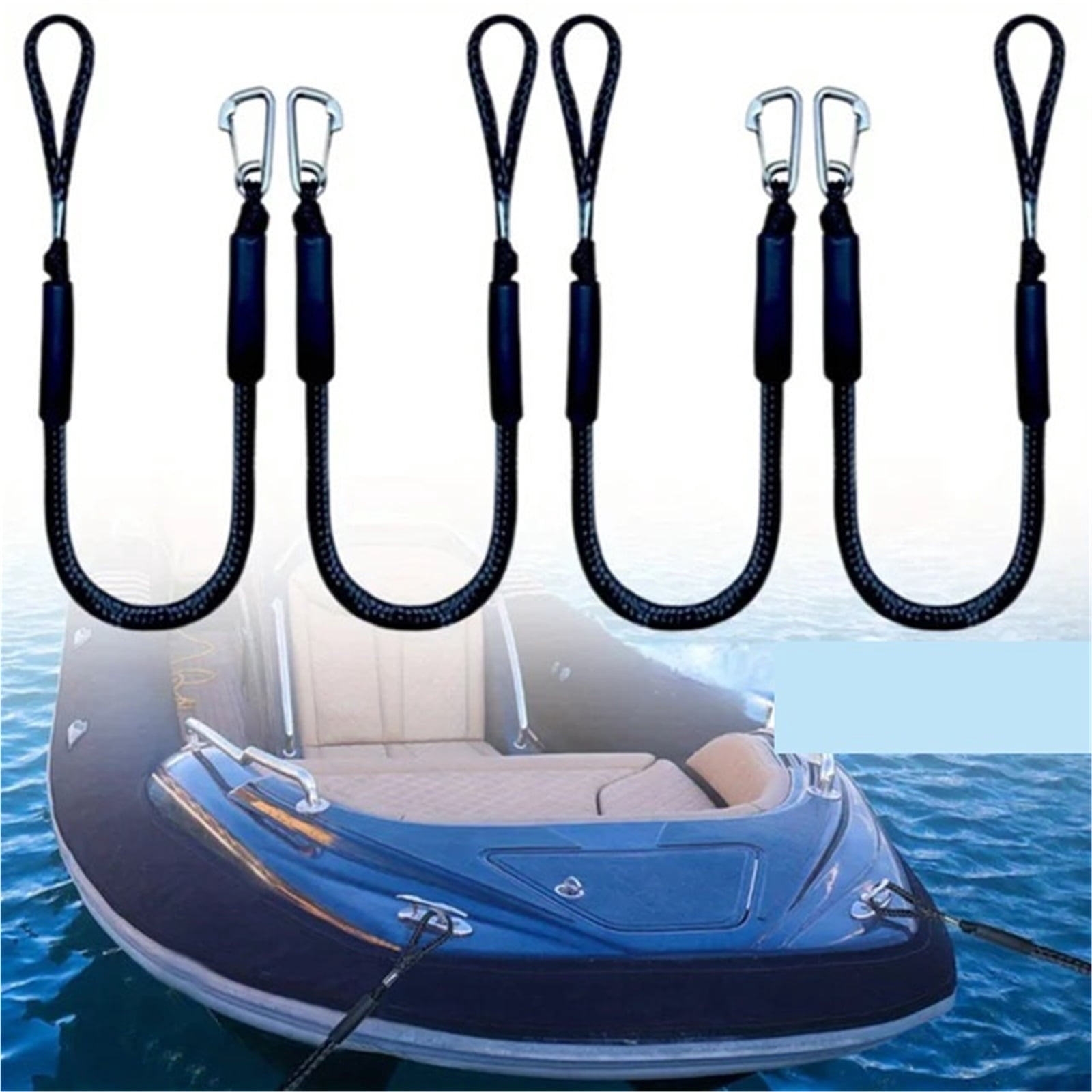 Water Jet Rope Guard 4PCS Dock Lines Elastic Marine Rope Bungee Cords Shock Ties For ...