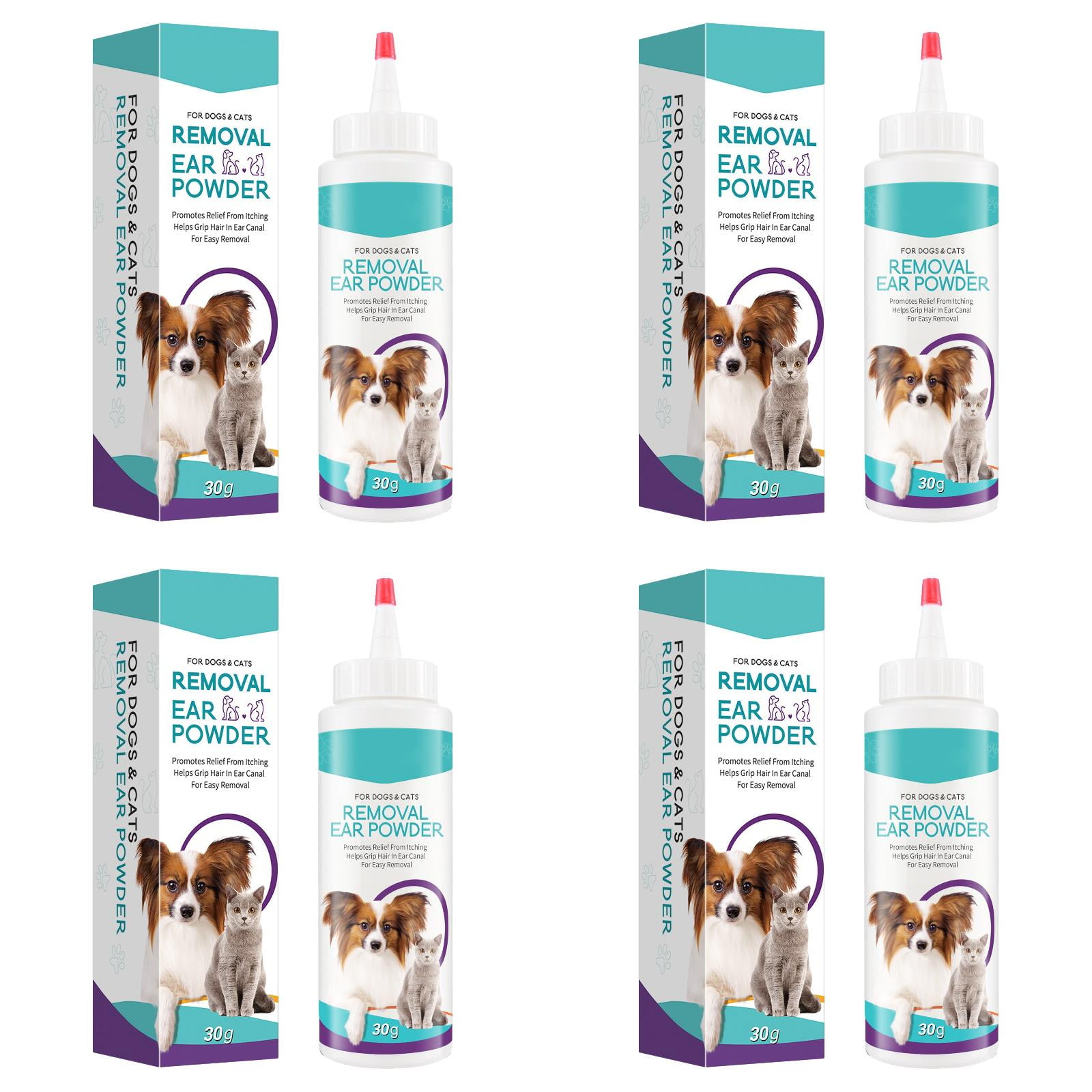 4PCS Dog Ear Cleaner, Ear wash for Dogs & Cats, Dog Ear Powder for Hair