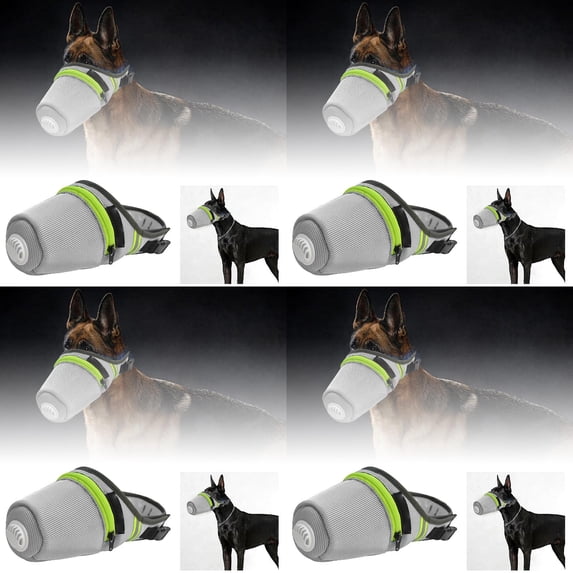 4PCS Dog Respirator Mask - Adjustable Reusable Air Filter Muzzle for Medium & Large Dogs - Breathable Protective Face Mask for Smoke, Pollution & Allergens - Comfortable Safety Mask for Pets