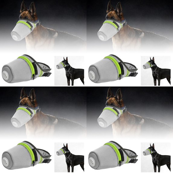 4PCS Dog Respirator Mask - Adjustable Reusable Air Filter Muzzle for Medium & Large Dogs - Breathable Protective Face Mask for Smoke, Pollution & Allergens - Comfortable Safety Mask for Pets