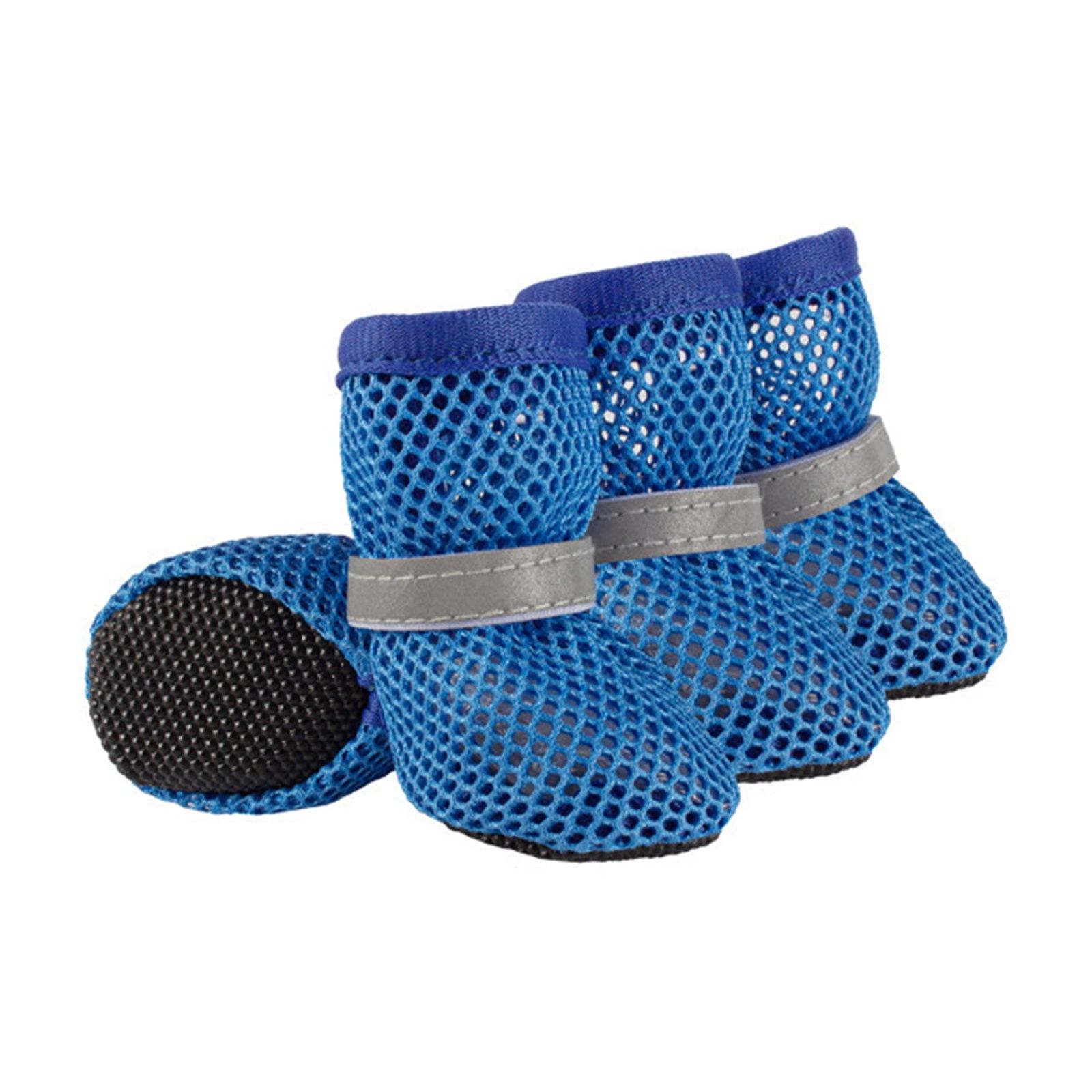 4PCS Dog Shoes Outdoor Dog Foot Protectors AntiSlip Pet Hot Weather Shoes Running Shoes Reflective Small Dog Mesh Shoes