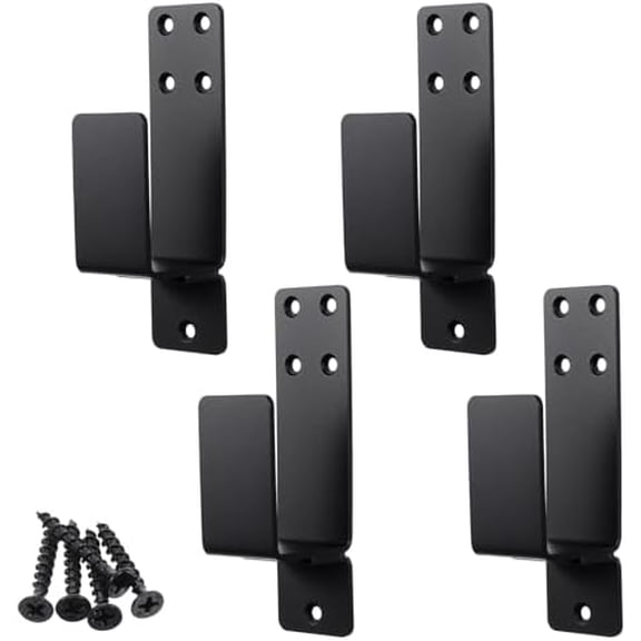 4PCS Door Barricade Brackets Heavy Duty Upgraded Door Bar Holder Brackets for Home Security Suit for 2x4 Lumber Black$$Hardware