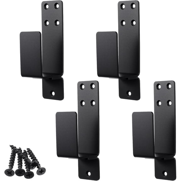 4PCS Door Barricade Brackets Heavy Duty Upgraded Door Bar Holder Brackets for Home Security Suit for 2x4 Lumber Black