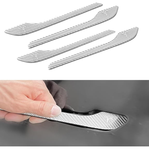 4PCS Door Handle Cover Real Carbon Fiber 3D Sticker Wrap Covers Exterior Trim Door Sill Protector Accessories
